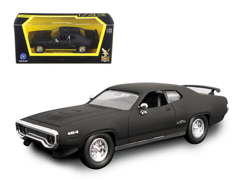 1971 Plymouth GTX Matt Black 1/43 Diecast Model Car by Road Signature