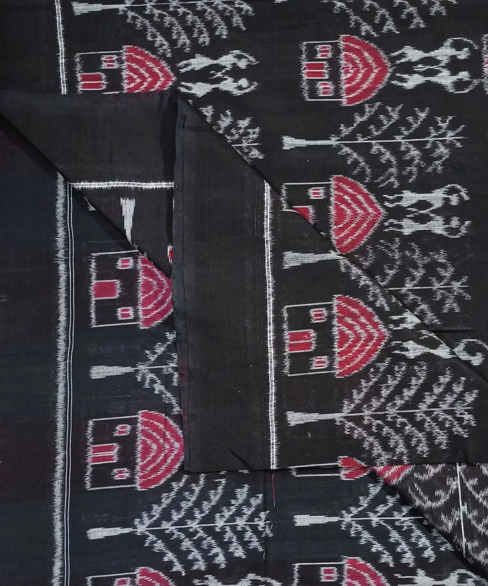 2.5m Black red handwoven cotton sambalpuri kurta material