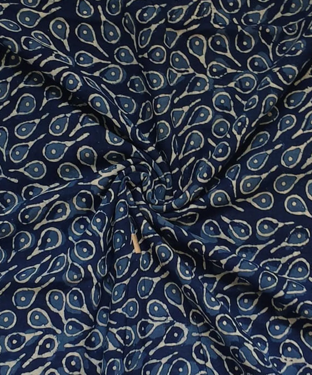 2.5m Blue hand block cotton sanganeri print kurta material