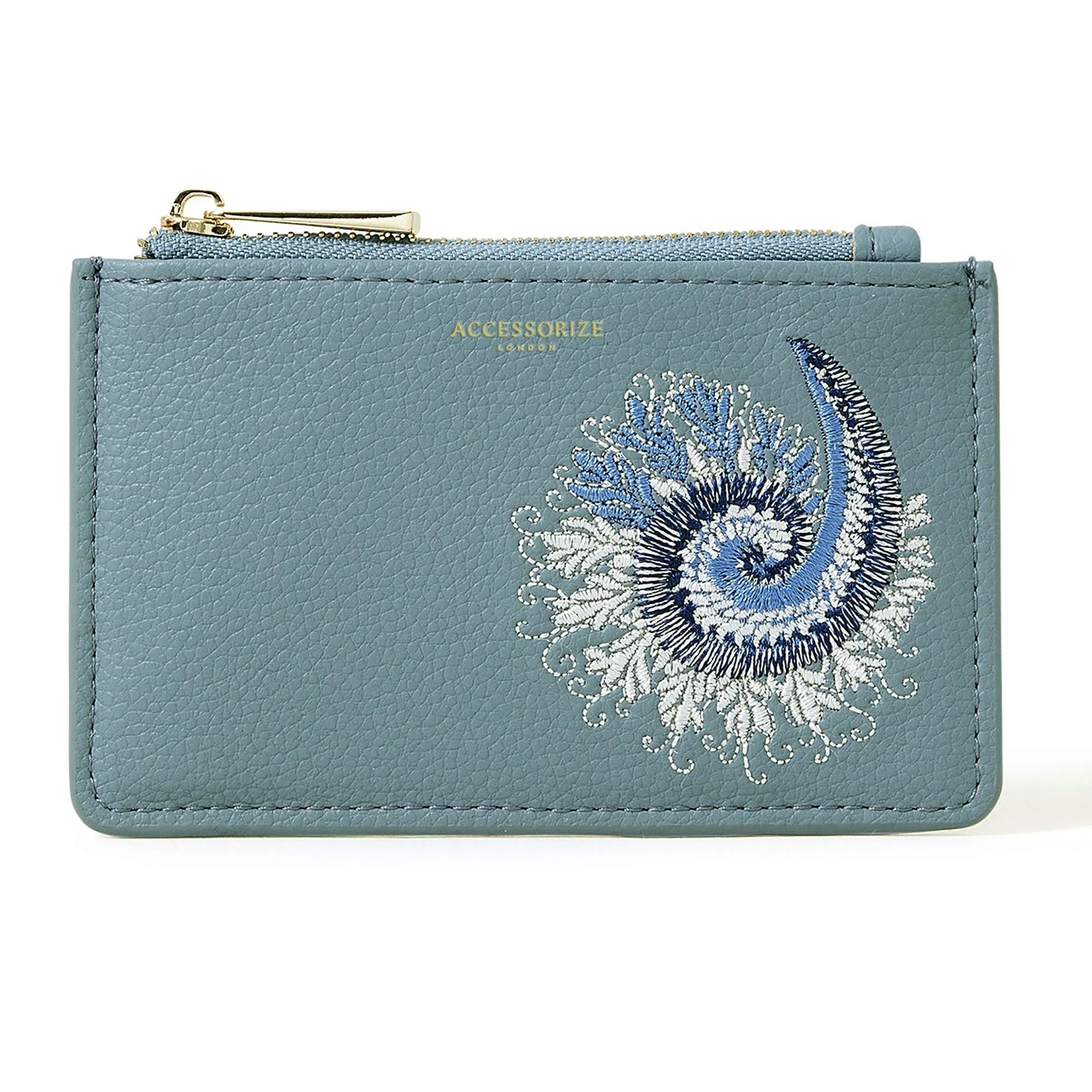 Accessorize London Women's Blue
 Embroidered Cardholder