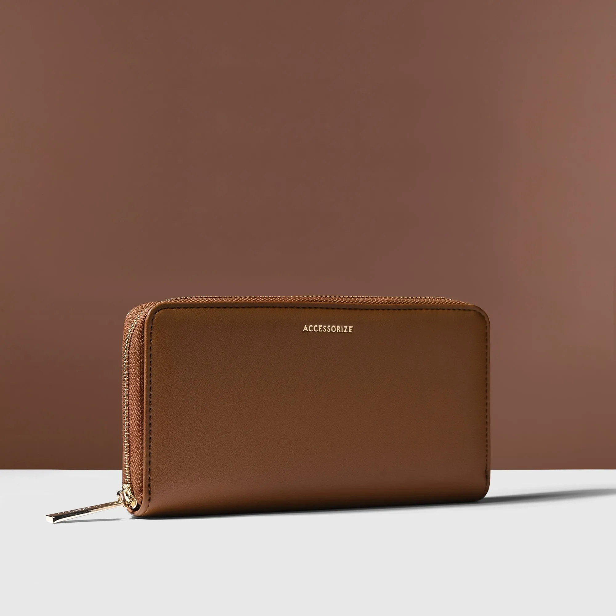 Accessorize London Women's Brown Zip Around Wallet