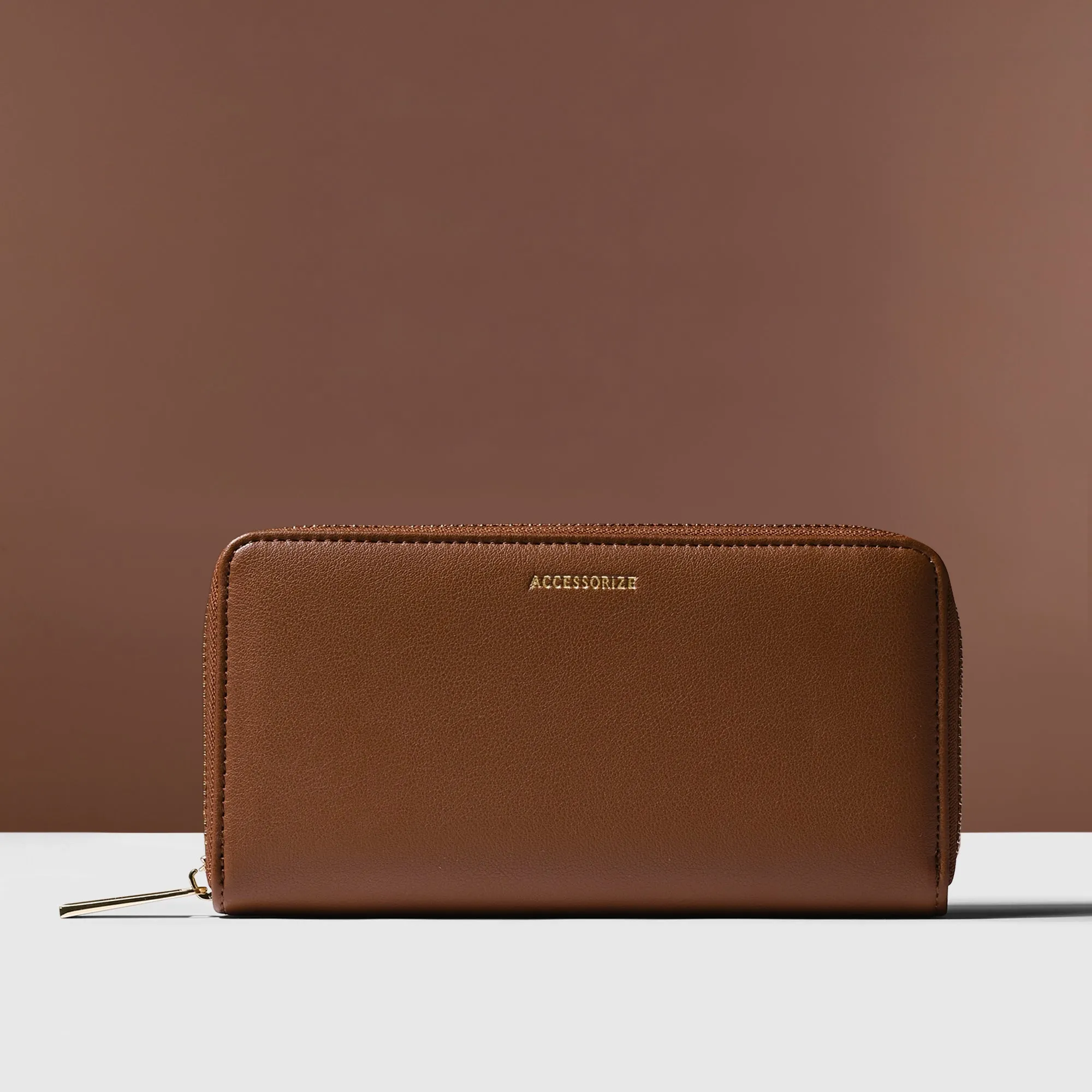 Accessorize London Women's Brown Zip Around Wallet