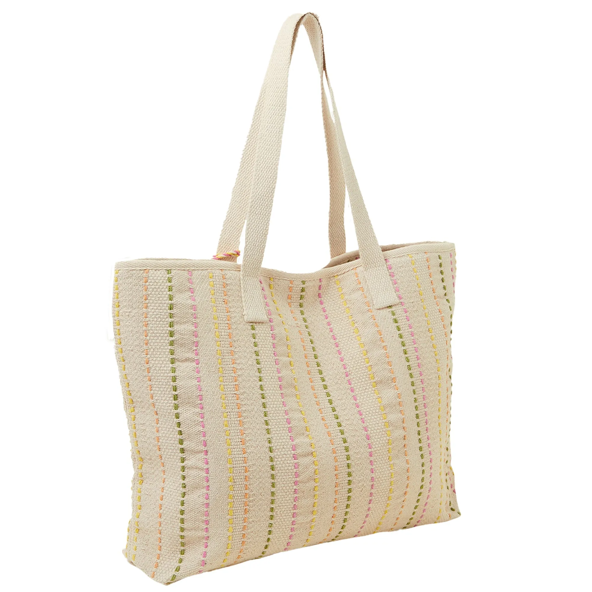 Accessorize London Women's Cream Stripe Shopper Bag