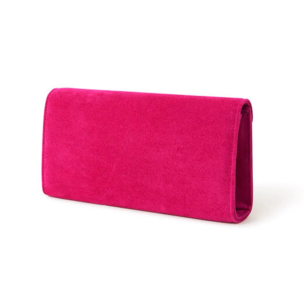 Accessorize London Women's Pink Suedette envelope clutch bag