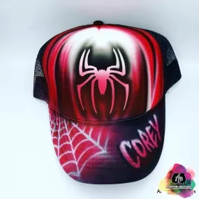 Airbrush Spider Man Hat Design