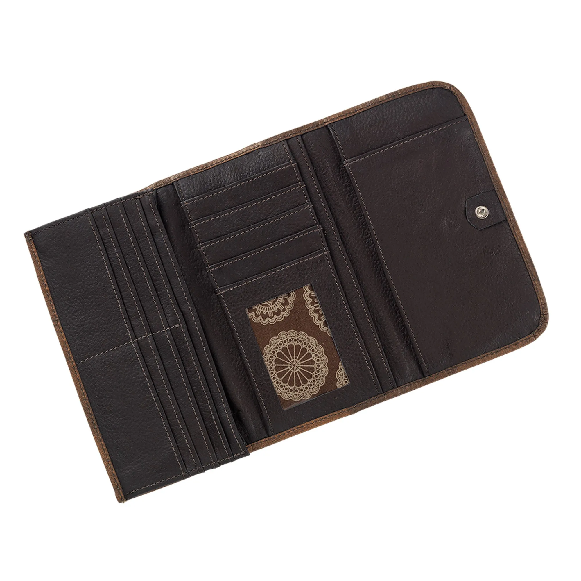 American West Distressed Charcoal Leather Trifold Wallet