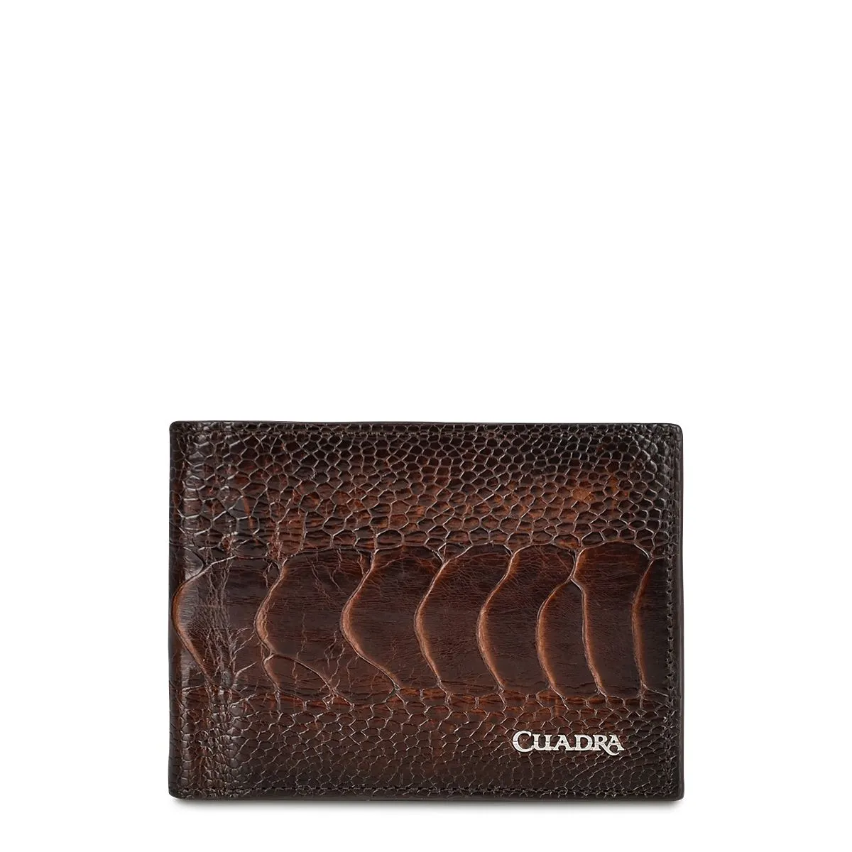 B2910PA - Cuadra chocolate classic ostrich leg bi fold wallet for men