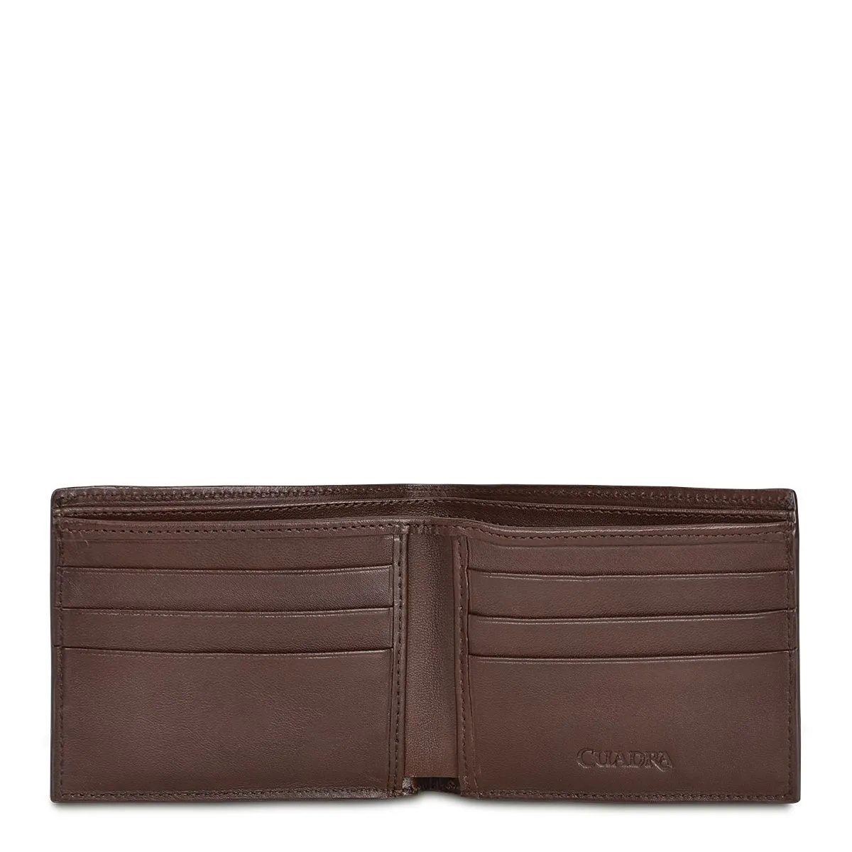 B2910PA - Cuadra chocolate classic ostrich leg bi fold wallet for men