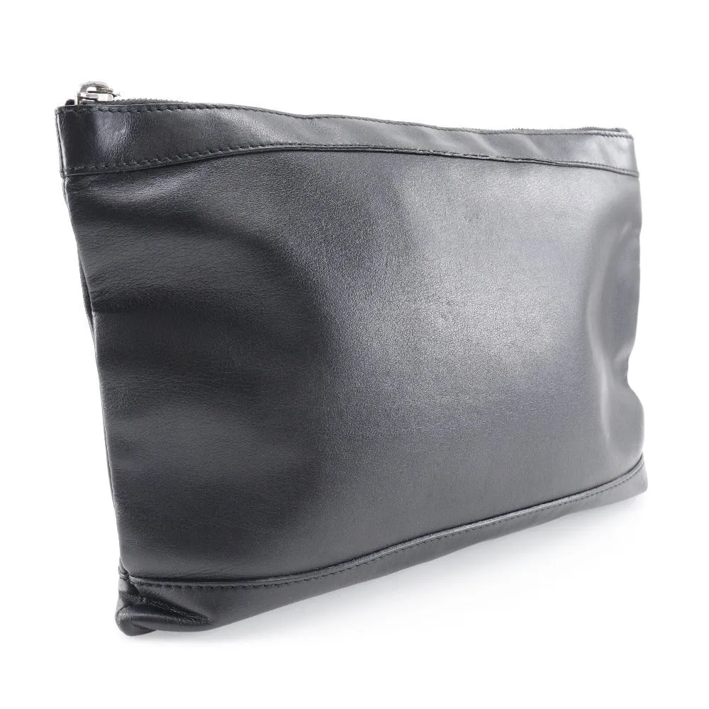 BALENCIAGA Clutch bag 373834 lambskin black Navy clip M unisex(Unisex)