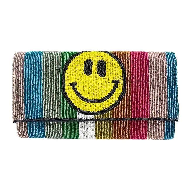 Beaded Smile Clutch Crossbody Bag