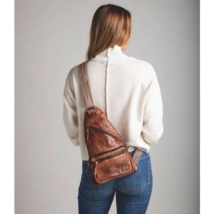 BedStu Andie Tan Rustic Sling Backpack