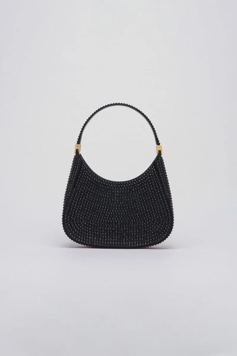 BLACK CRYSTAL MINI TOP HANDLE BAG