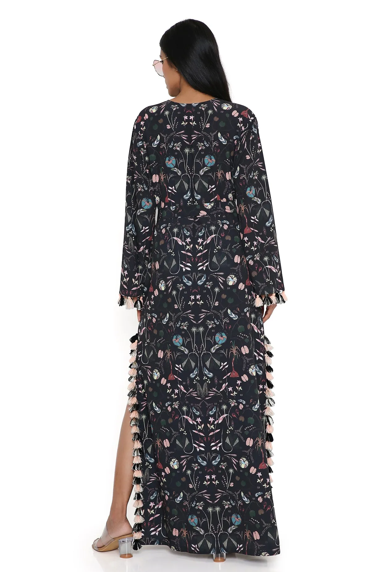 Black Forest Print Long Beyza Kaftan