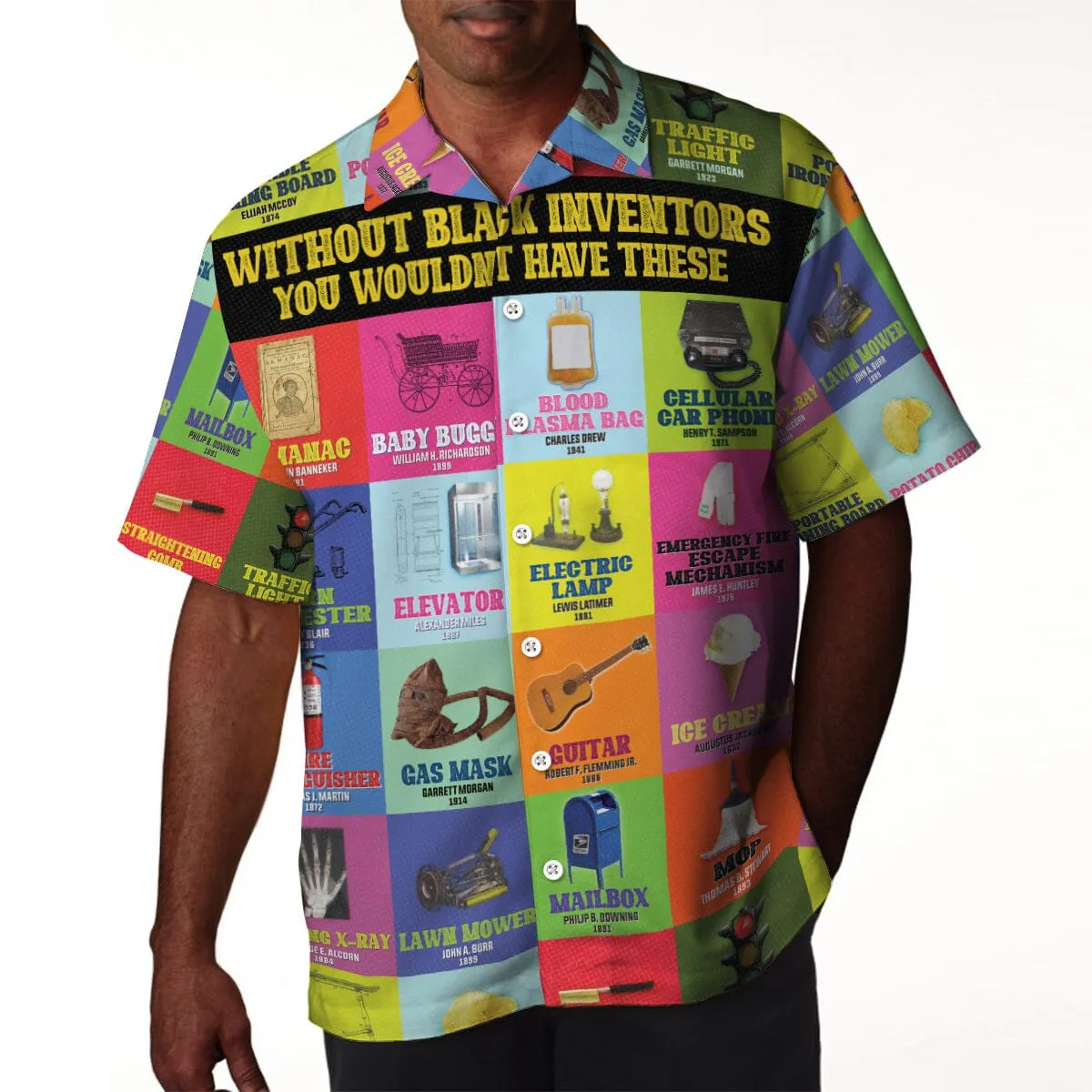 Black Inventions Linen Hawaiian Shirt