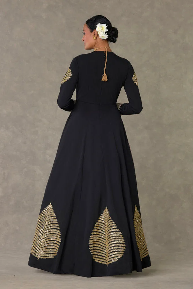 Black Kashmiri Patti Gown