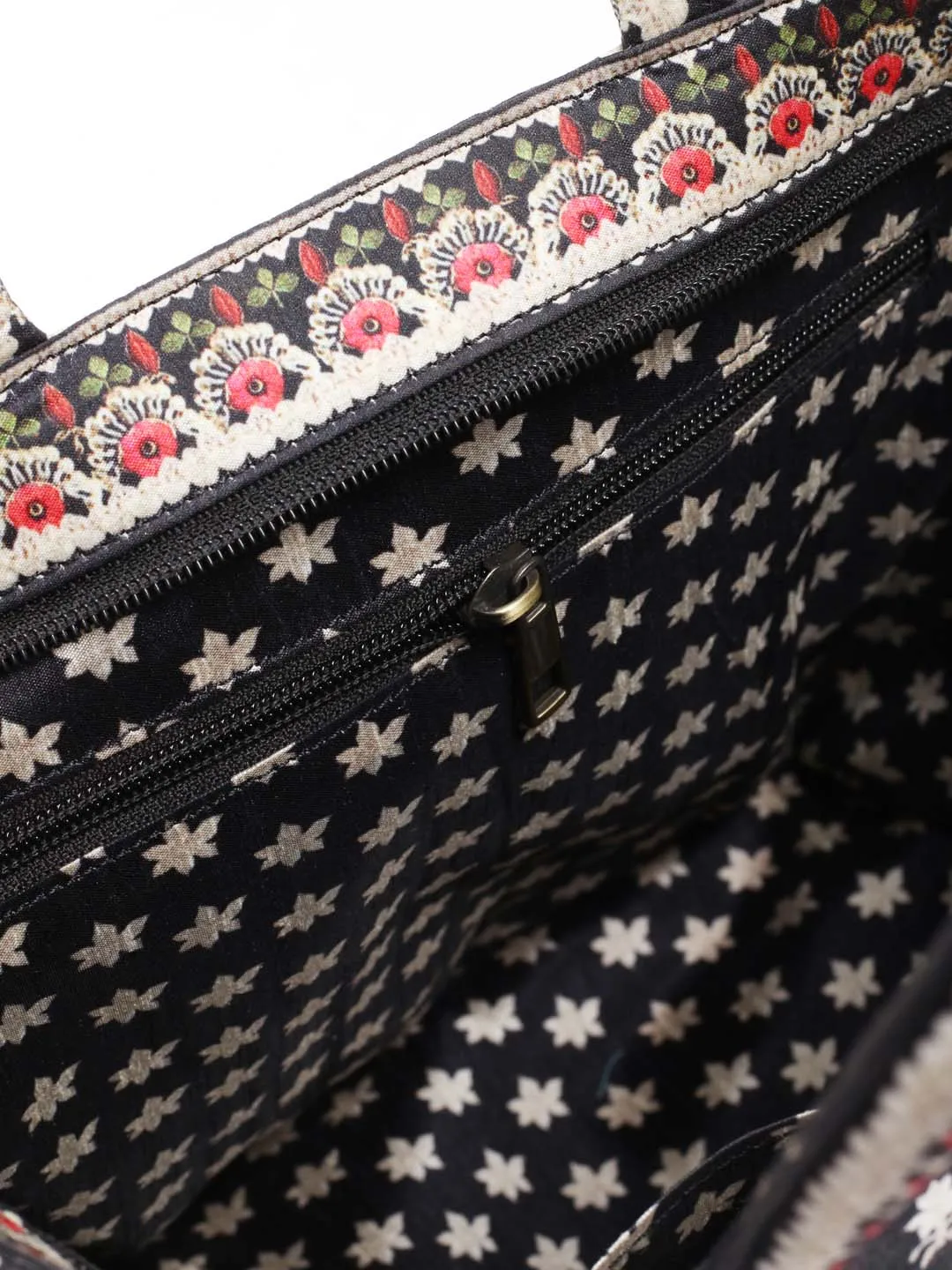 Black Printed Crepe Handbag