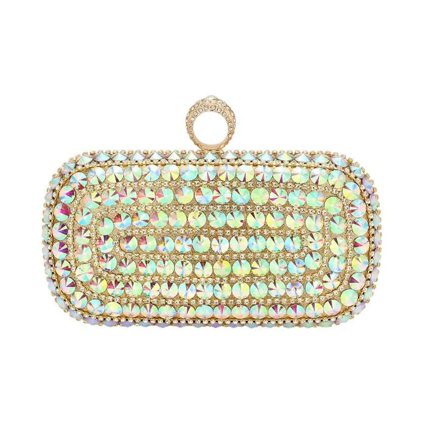 Bling Stone Embellished Evening Clutch Tote Crossbody Bag