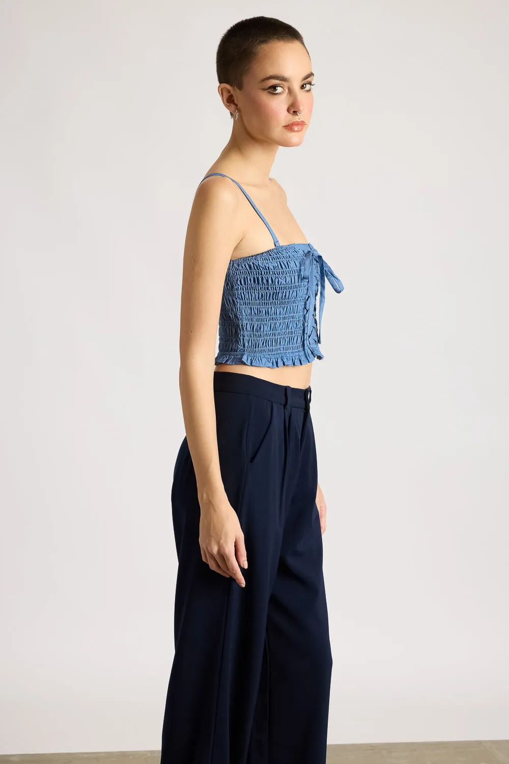 Blue Ribbon Cross Denim Top