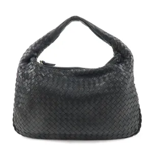 BOTTEGA VENETA Hobo Intrecciato Leather Shoulder Bag Black 115653