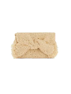 Bow Clutch in Natural Raffia