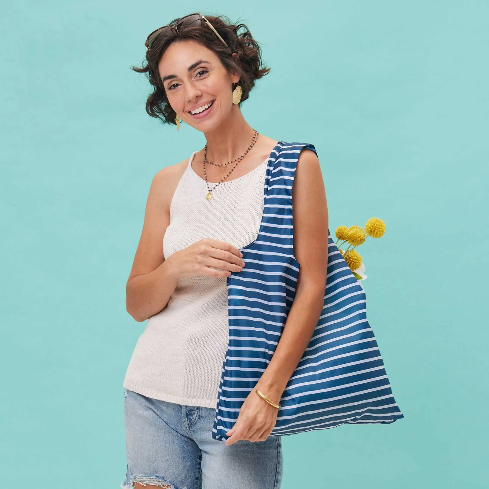 Breton Navy Stripe Blu Reusable Shopping Bag