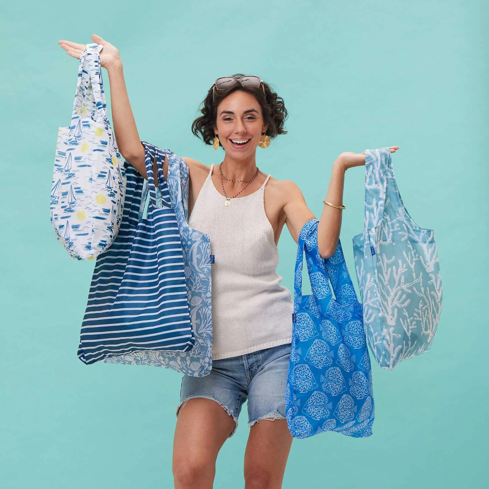 Breton Navy Stripe Blu Reusable Shopping Bag