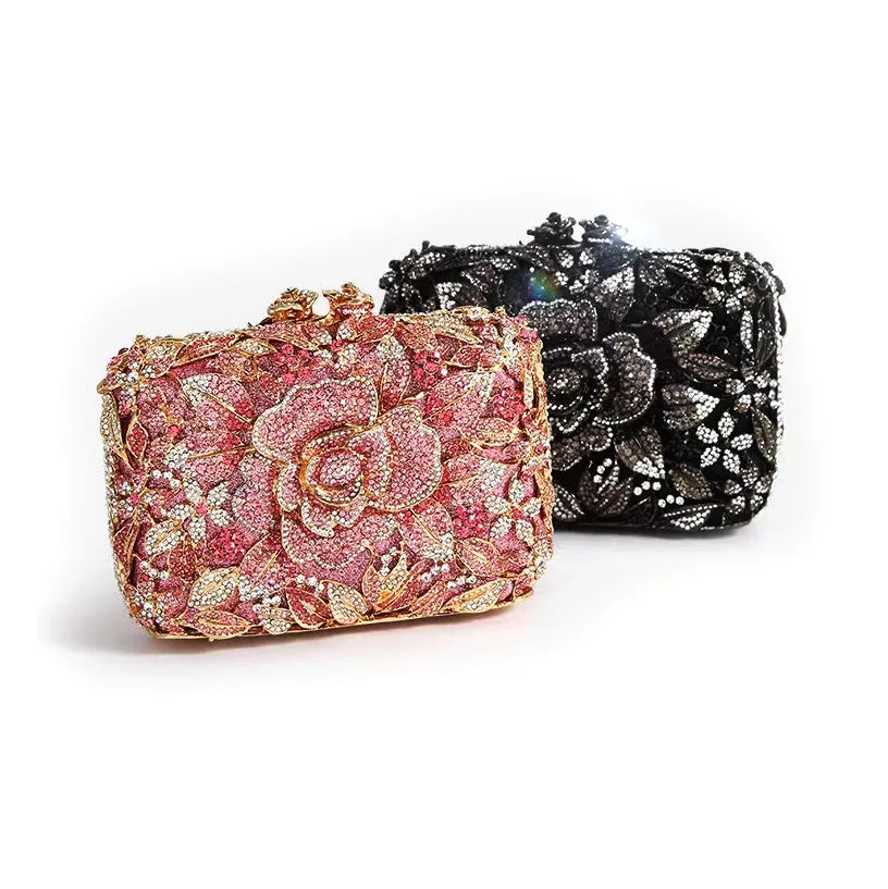 Bridal Inlaid Rhinestone Camellia Clutch, Evening Bag,Prom Clutch -i7bags