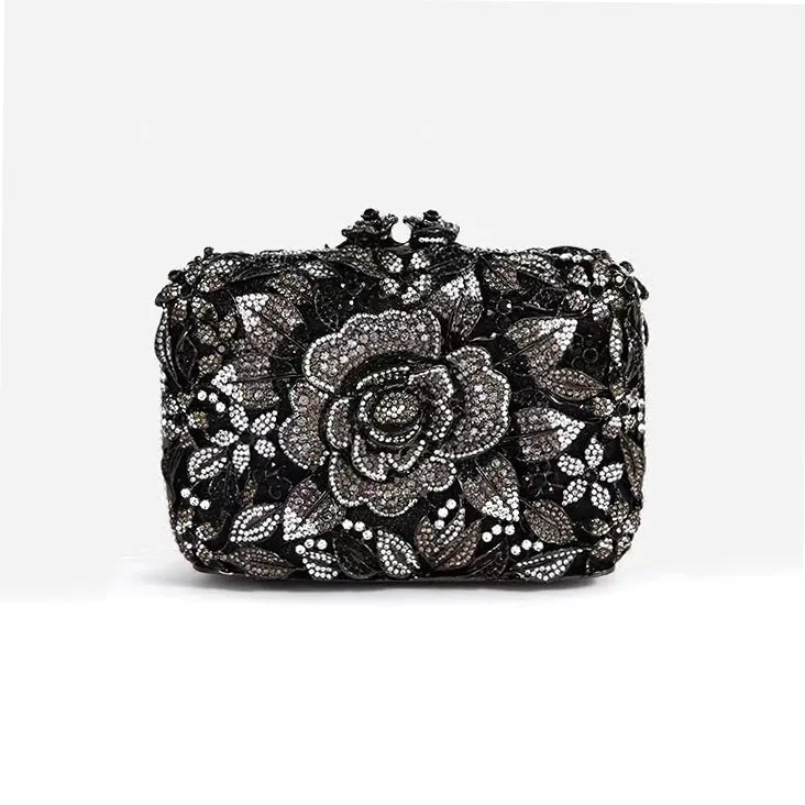 Bridal Inlaid Rhinestone Camellia Clutch, Evening Bag,Prom Clutch -i7bags