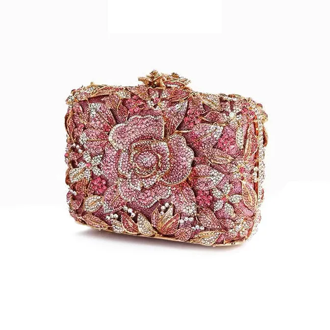 Bridal Inlaid Rhinestone Camellia Clutch, Evening Bag,Prom Clutch -i7bags