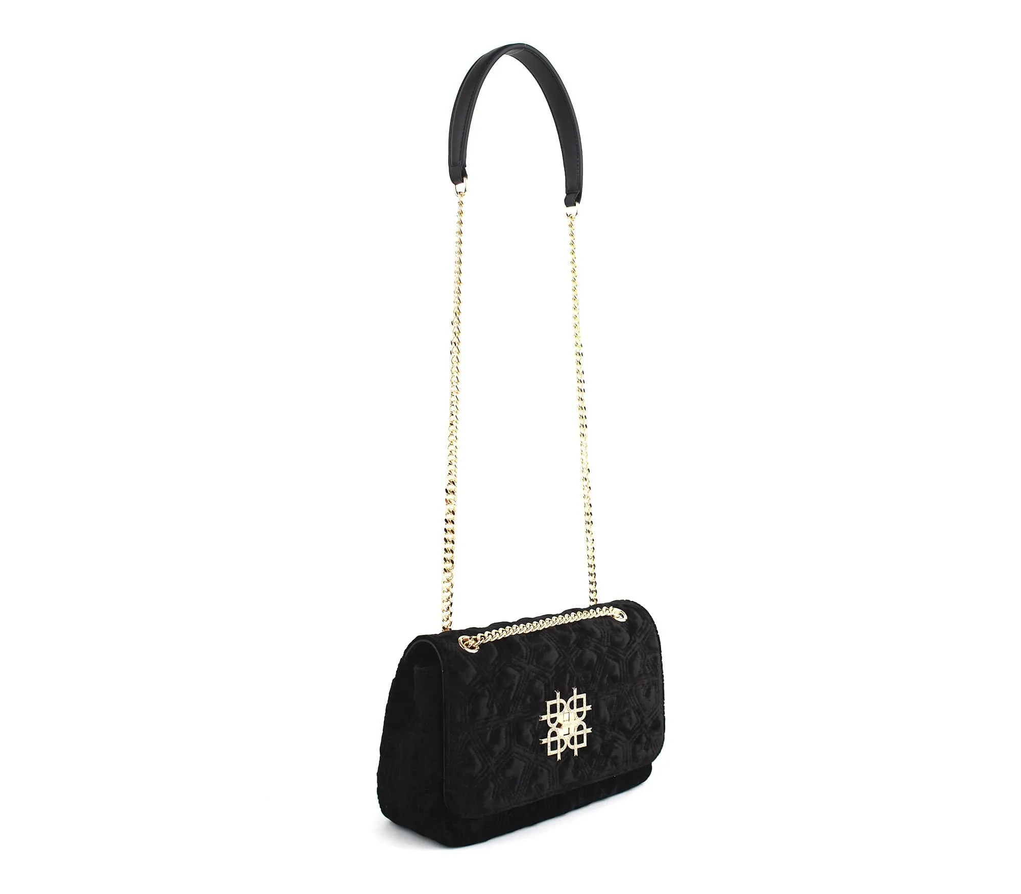 Broadway Vegan Velvet Jacquard Shoulder Bag | Black