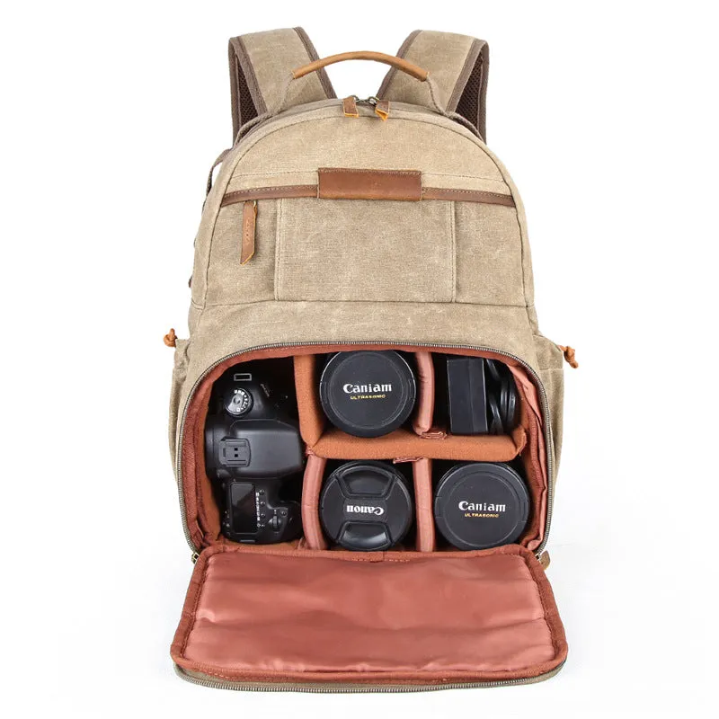 Canvas Waterproof Camera Backpack Canvas DSLR Camera Backpack Travel Backpack QSM3036