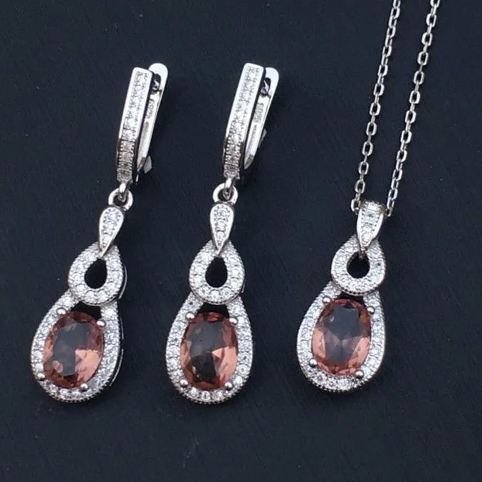 Created Zultanite Gemstone Jewelry Set Color Change - 100% 925 Silver Sterling