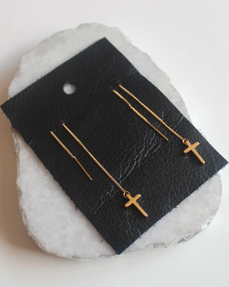 Cross Threader Earrings- 18k Gold Plated