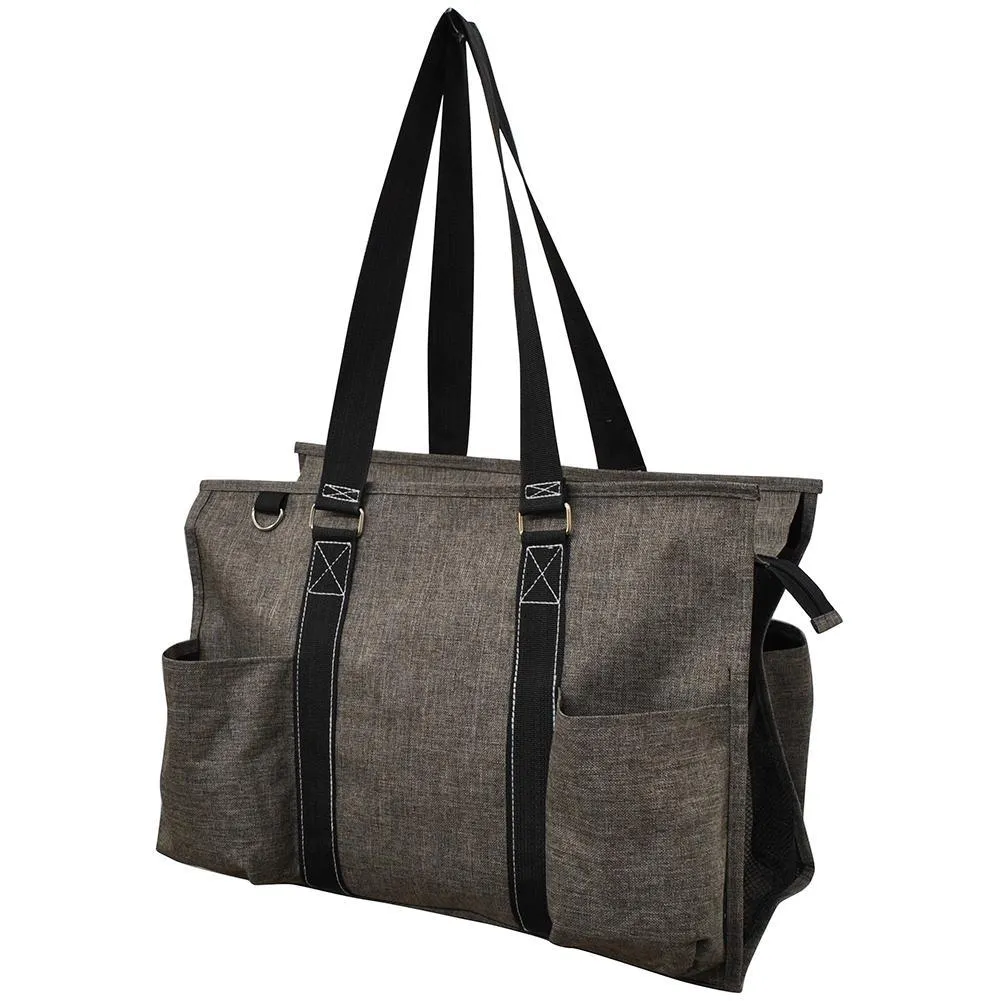 Crosshatch Khaki NGIL Zippered Caddy Large Organizer Tote Bag