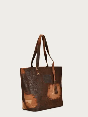 D1291 - DISTRESSED BROWN PURSE WITH SMALL TASSEL