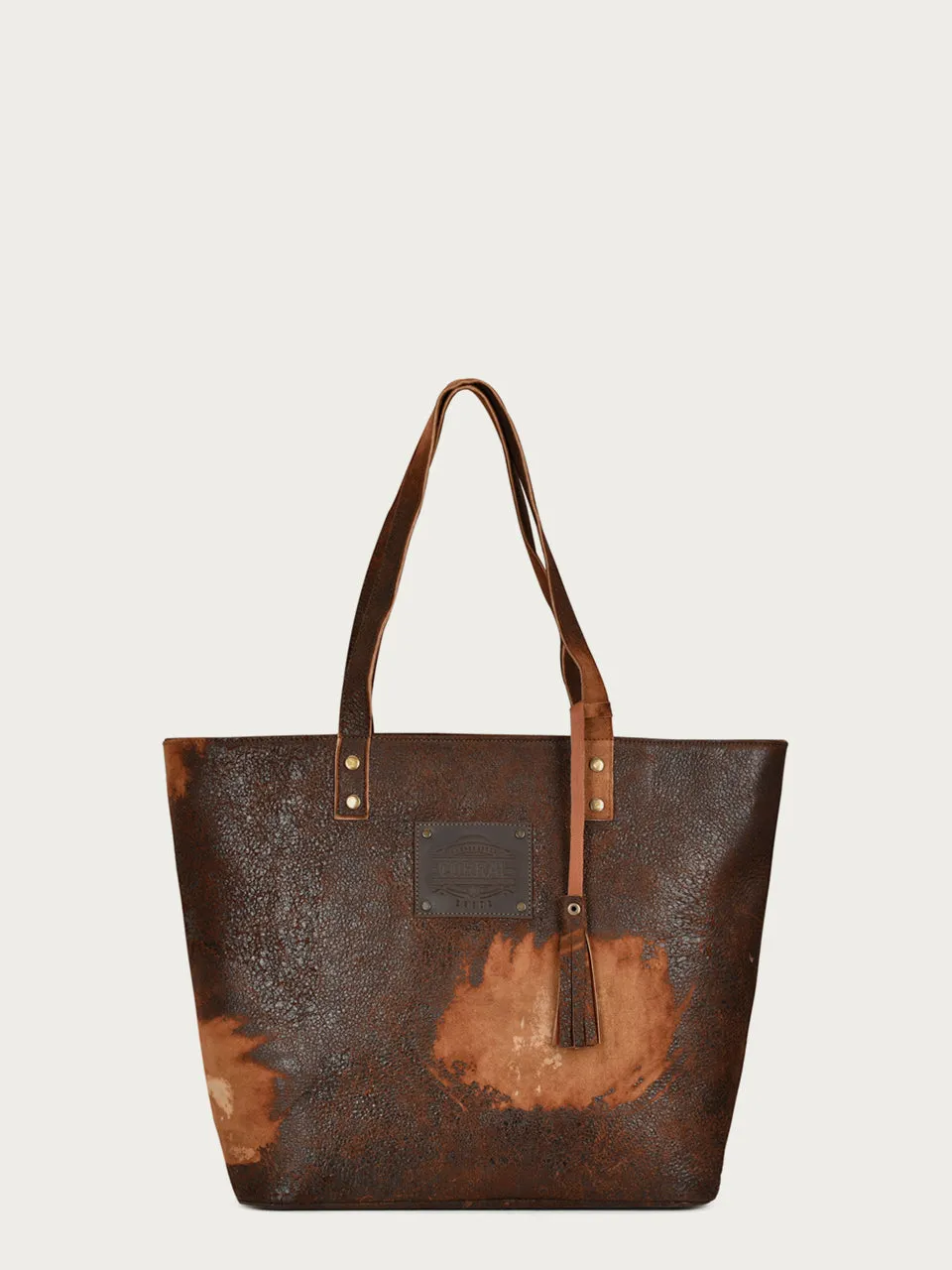 D1291 - DISTRESSED BROWN PURSE WITH SMALL TASSEL