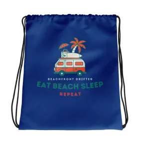 Eat Beach Sleep Drawstring Bag