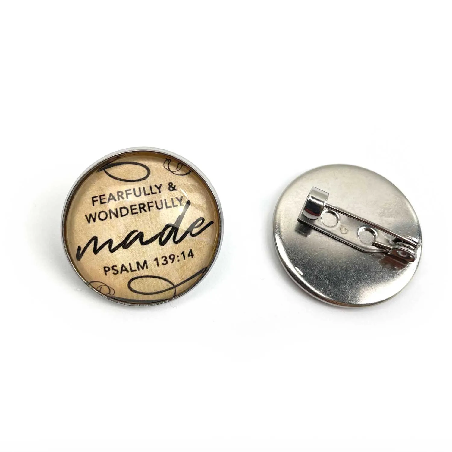 Fearfully & Wonderfully Made Set of Glass Pinback Buttons, Lapel Pins