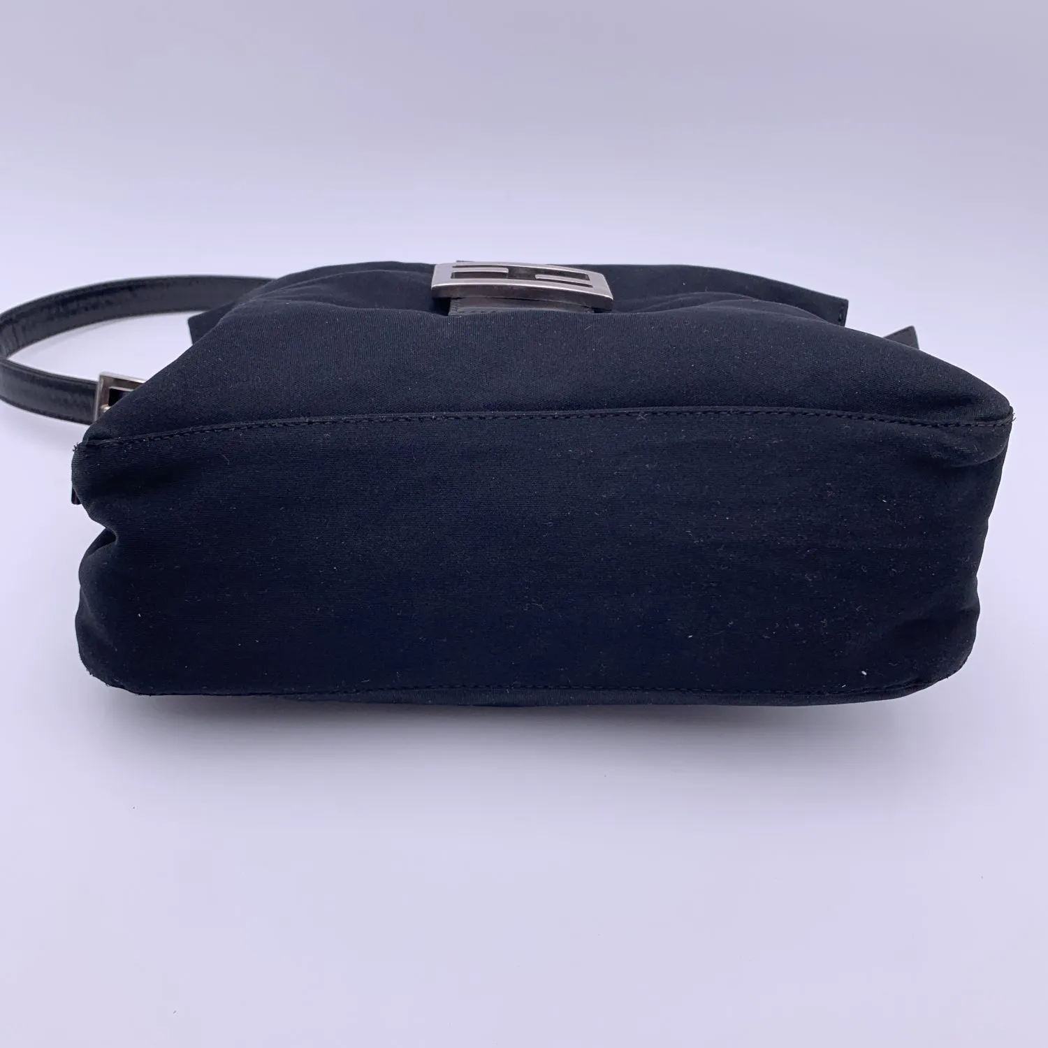 Fendi Black Cloth Front Pocket Baguette Shoulder Bag Handbag