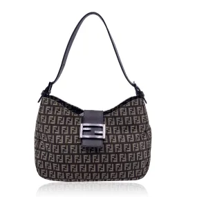 Fendi Brown Monogram Zucchino Canvas Shoulder Hobo Bag