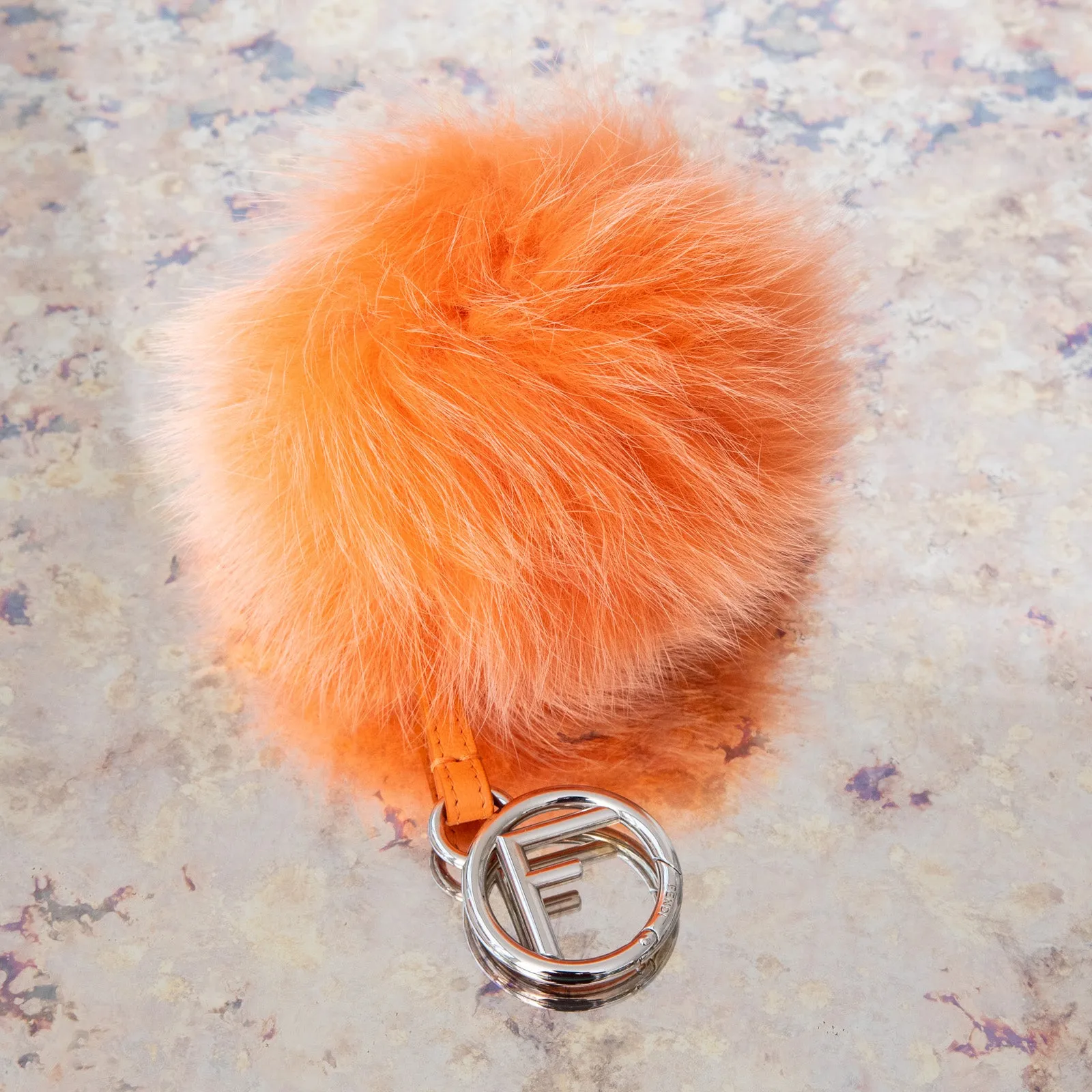 Fendi Orange  Fur Pom Pom Key Ring