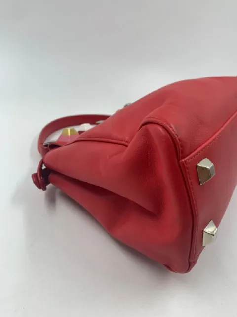 Fendi Red Leather Mini Studded Peekaboo Handbag