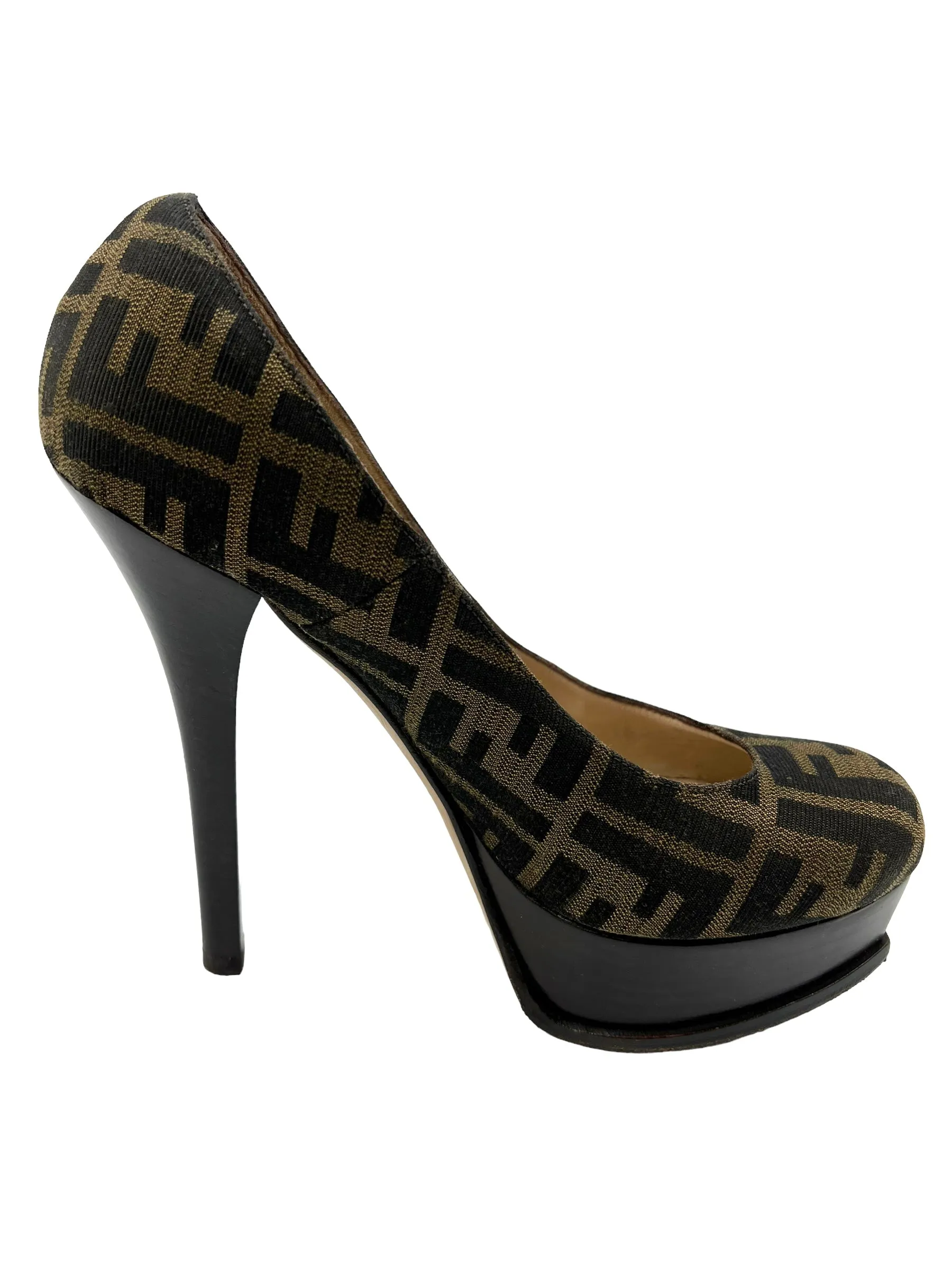 Fendi Size 39.5 Zucca Print 'Fendista' Platform Heels