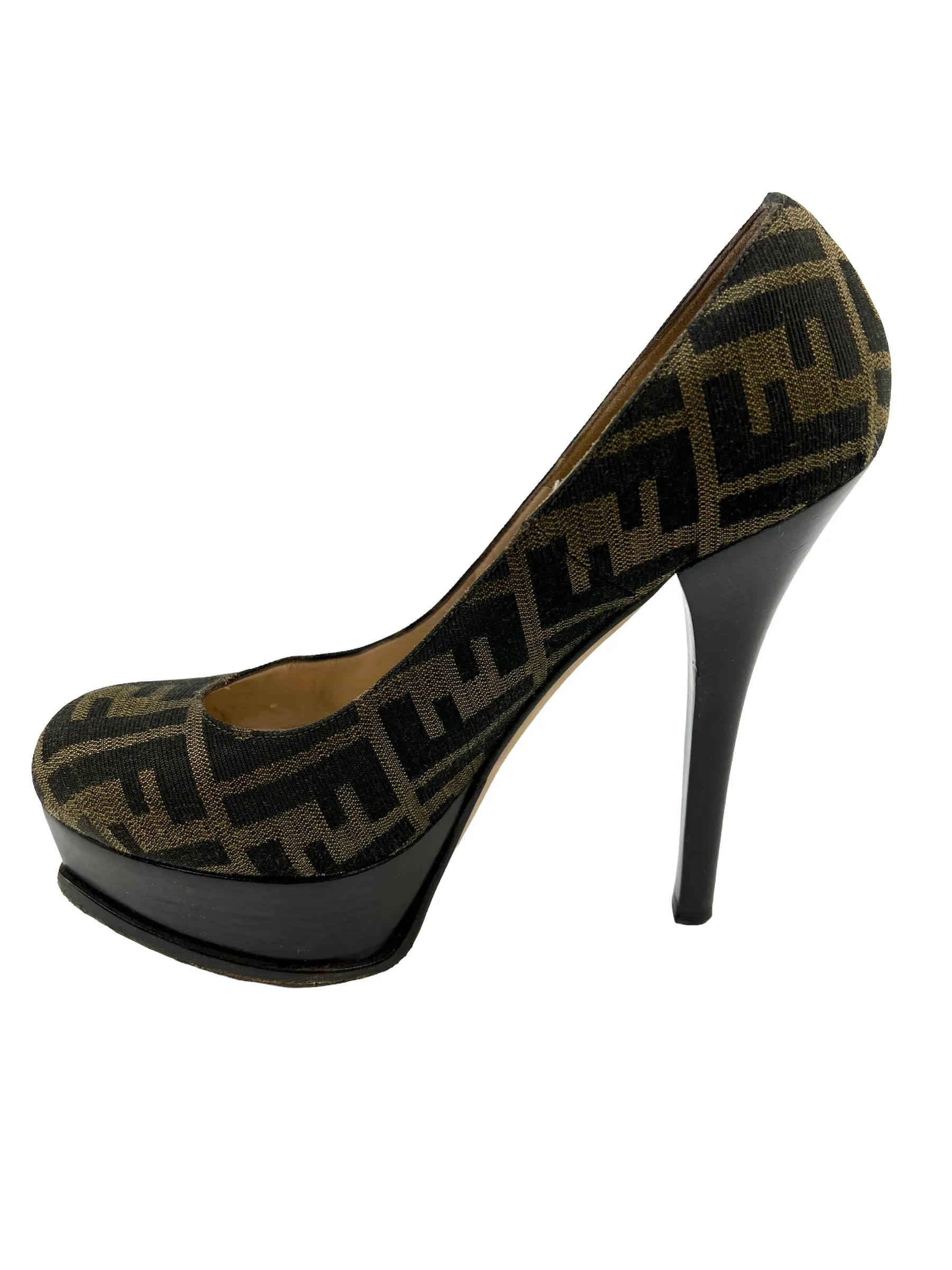 Fendi Size 39.5 Zucca Print 'Fendista' Platform Heels