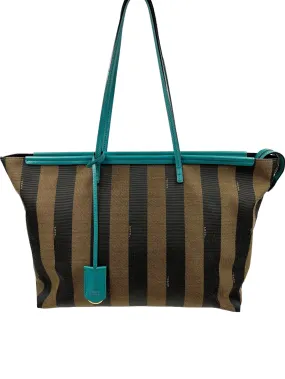 Fendi Turquoise Pequin Stripe Roll Tote