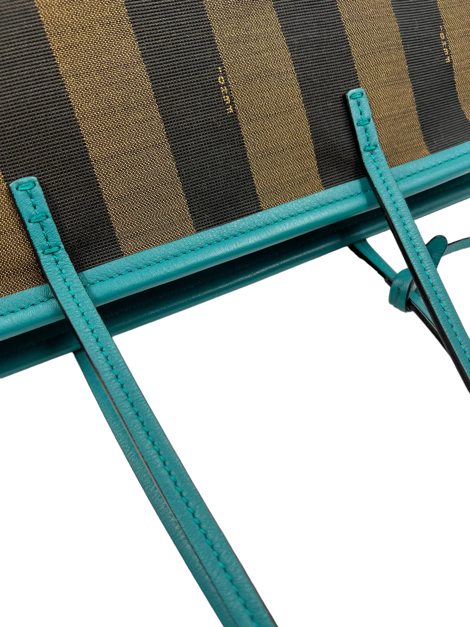 Fendi Turquoise Pequin Stripe Roll Tote