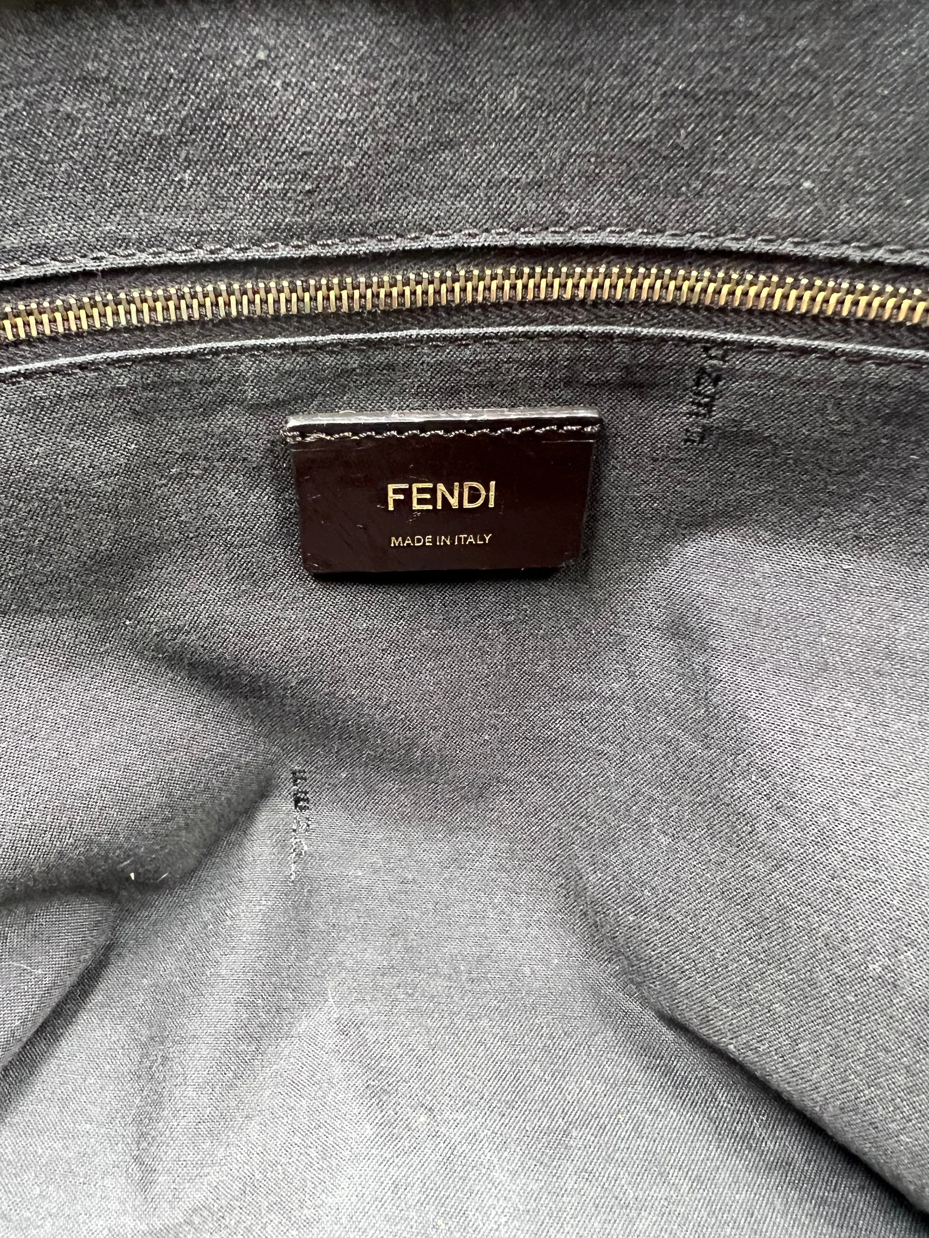 Fendi Turquoise Pequin Stripe Roll Tote