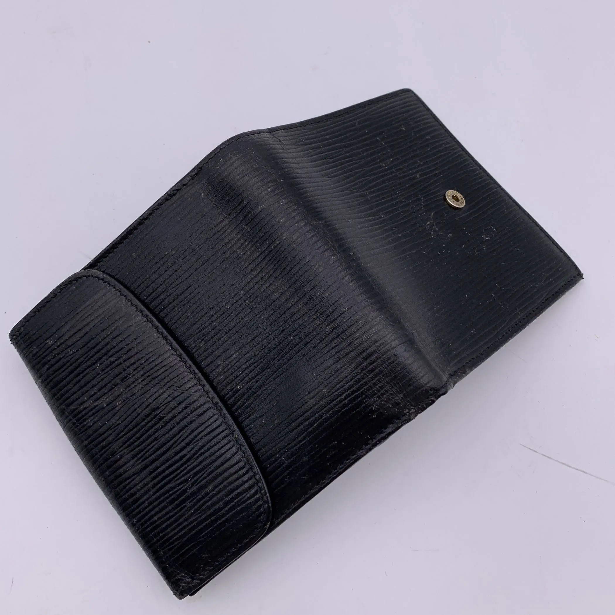 Fendi Vintage Black Epi Leather Bifold Wallet Coin Purse