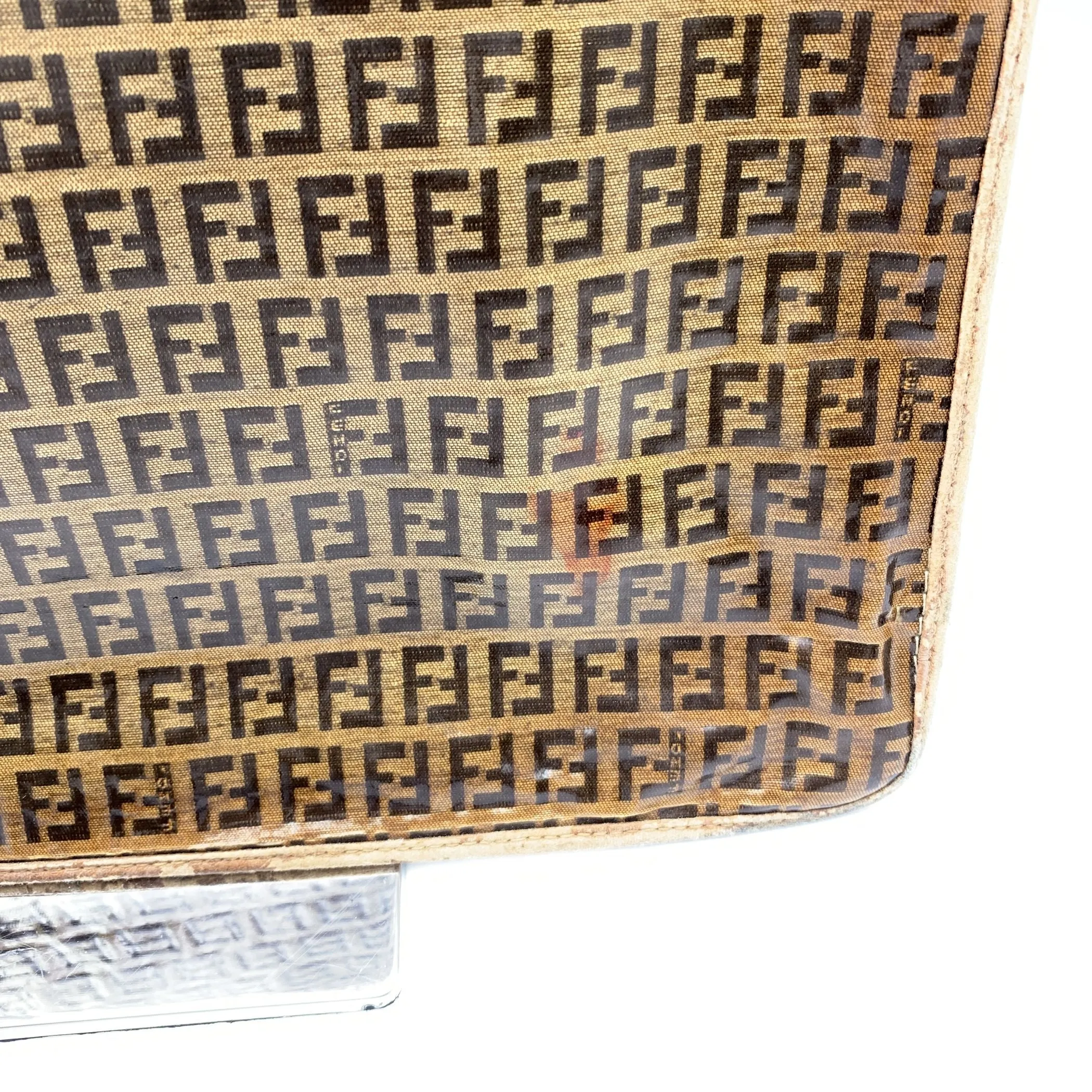 Fendi Vintage Brown Monogram Vinyl Canvas Portfolio Clutch Bag