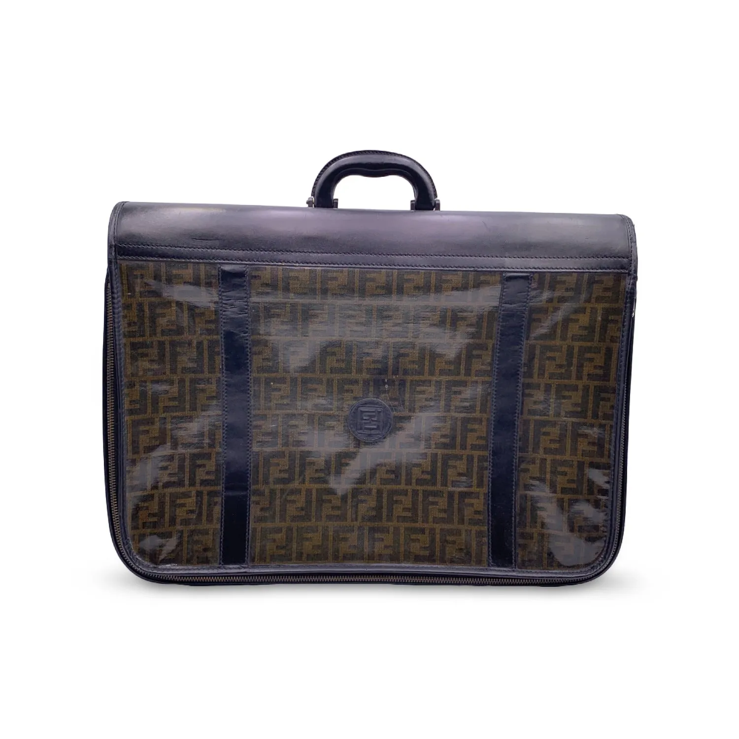 Fendi Vintage Zucca Monogram Vinyl Canvas Travel Bag Suitcase